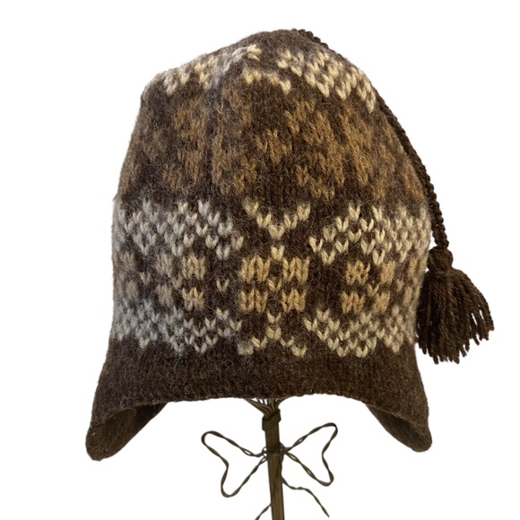 Vintage Wool Fair Isle Beanie Hat With Ear Flaps And Tassel OS - Picture 2 of 7